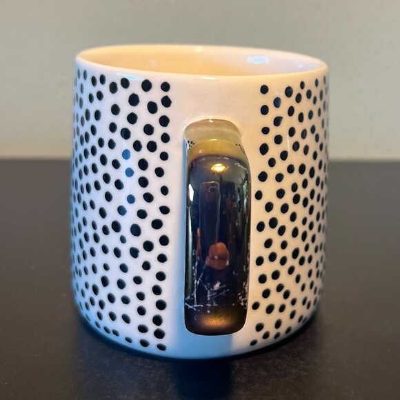 THYME & TABLE Black Dotted Stoneware Mug with Metallic Gold Rectangular Handle - Picture 2 of 11